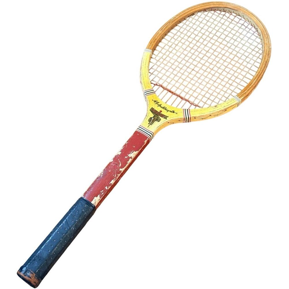 Vintage A.G. Spalding & Bros Lakeside Wood Tennis Racket Antique Display Decor